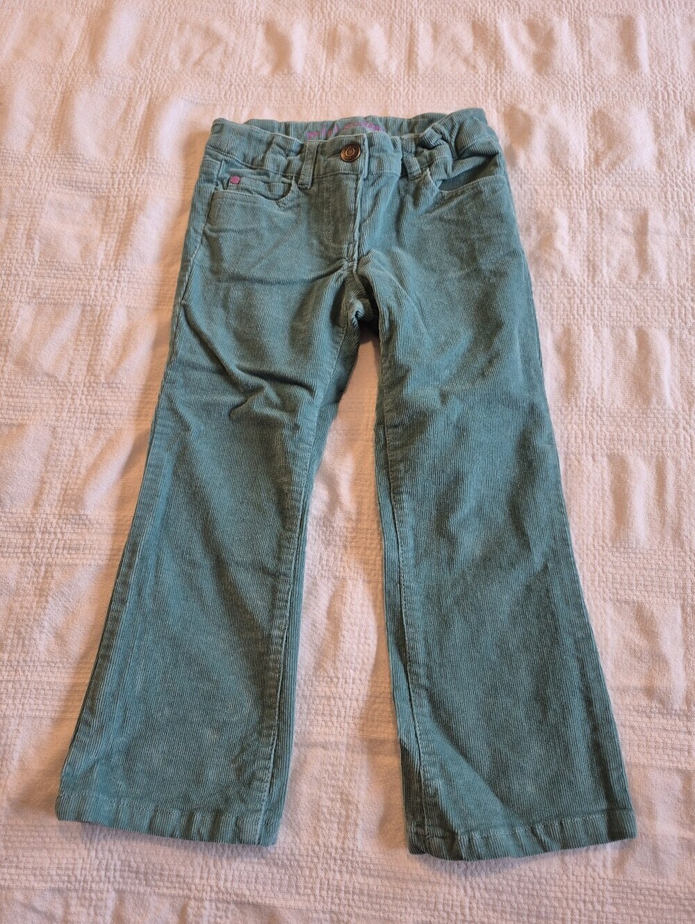 Mini Boden girls 4 years green stretchy corduroy pants VGUC